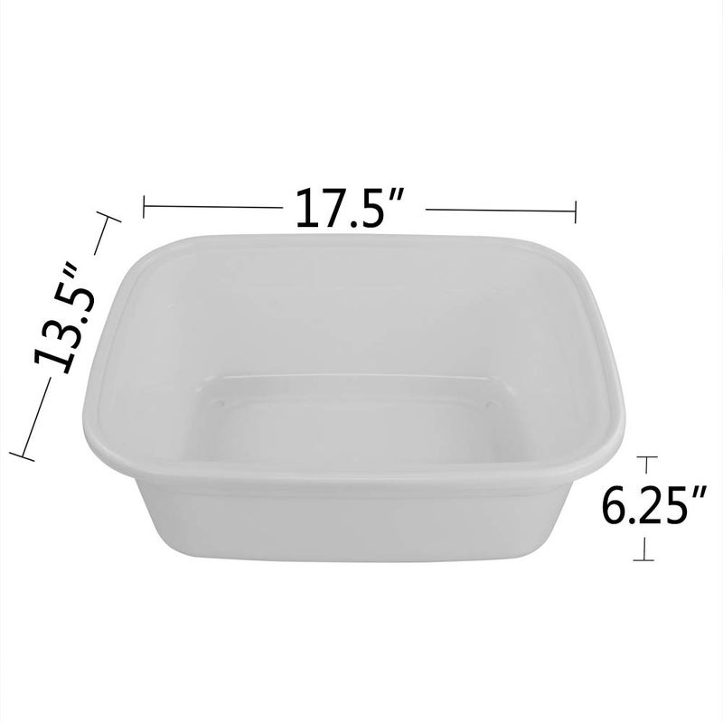 EudokkyNA 3-pack 18 Quart Dish Pan Wash Basin, Large Dish Tub, White - Image 2